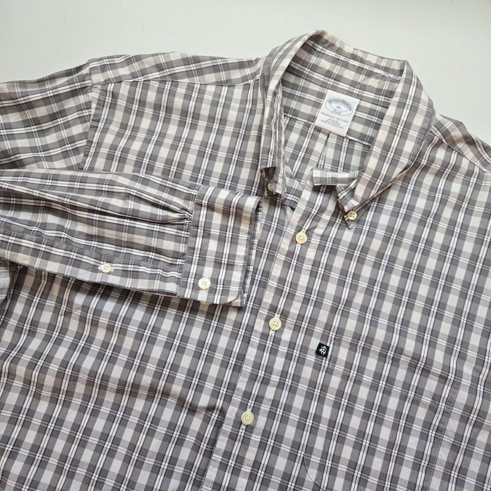 Brooks Brothers Shirt‎ Mens XL 346 Plaid Button Down Long sleeve Cotton Slim Fit